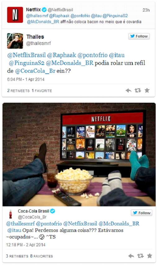 No Twitter, Itaú, Netflix, Pontofrio, Coca-Cola e McDonald's